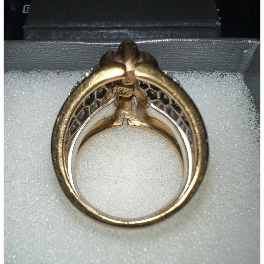 Vintage Cartier Dome Ring Sparkling Diamond Accent 18k Gold Cocktail Statement - Picture 5 of 13